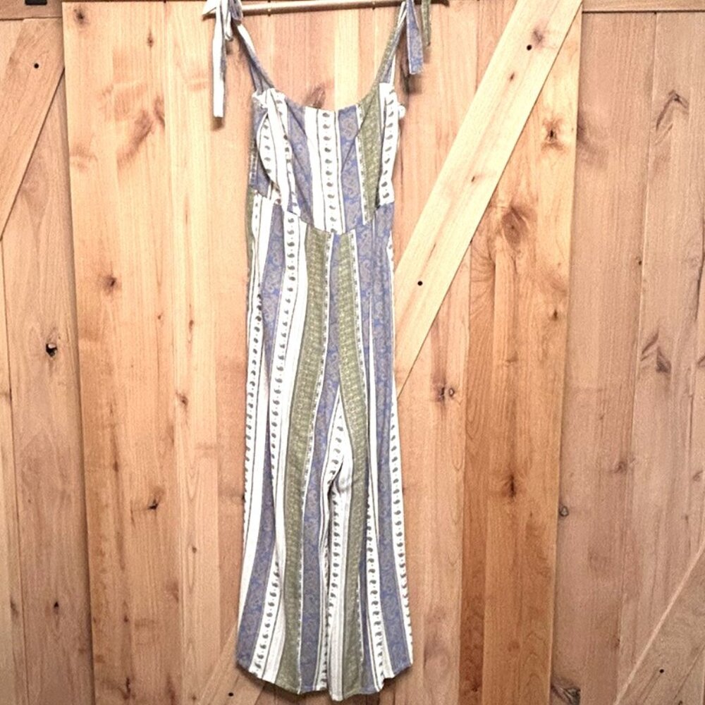 Bella Mae Paisley Striped Jumpsuit with Shirred Back, Size L